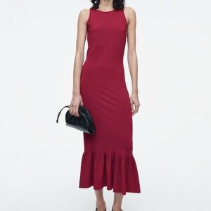 COS Knitted Ruffled-Hem Midi Dress